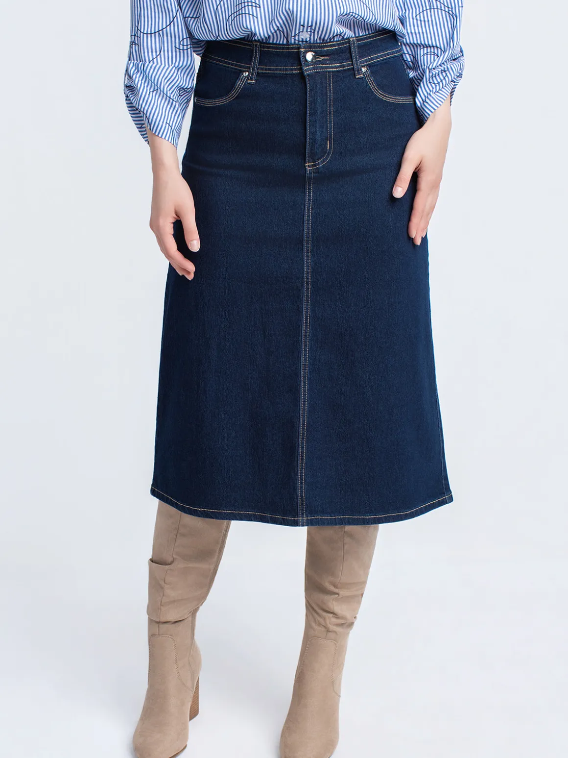 A-line denim skirt