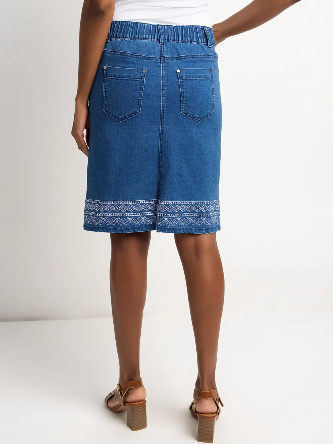 Denim midi skirt