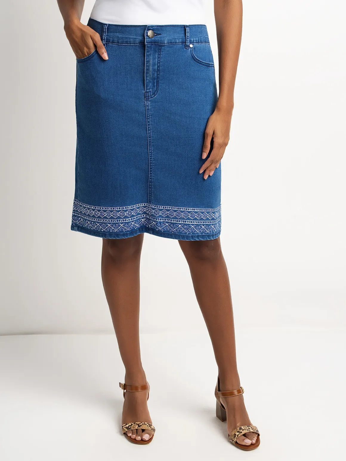 Denim midi skirt