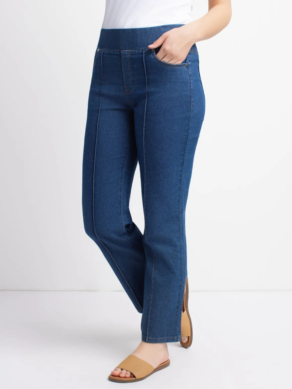 Flared-leg denim pants