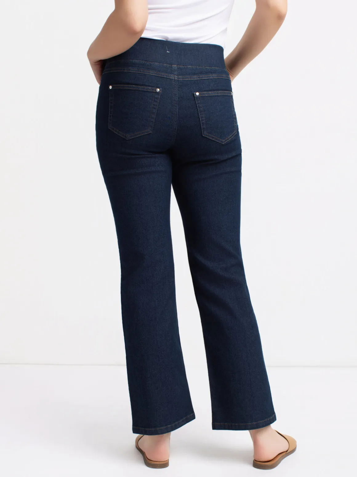 Flared-leg denim pants