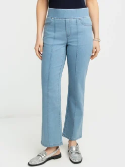 Flared-leg denim pants