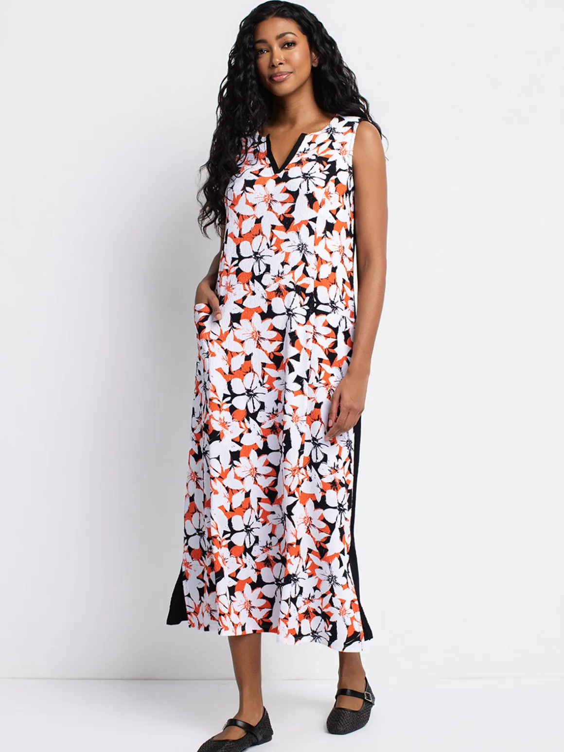 Flared maxi knit dress