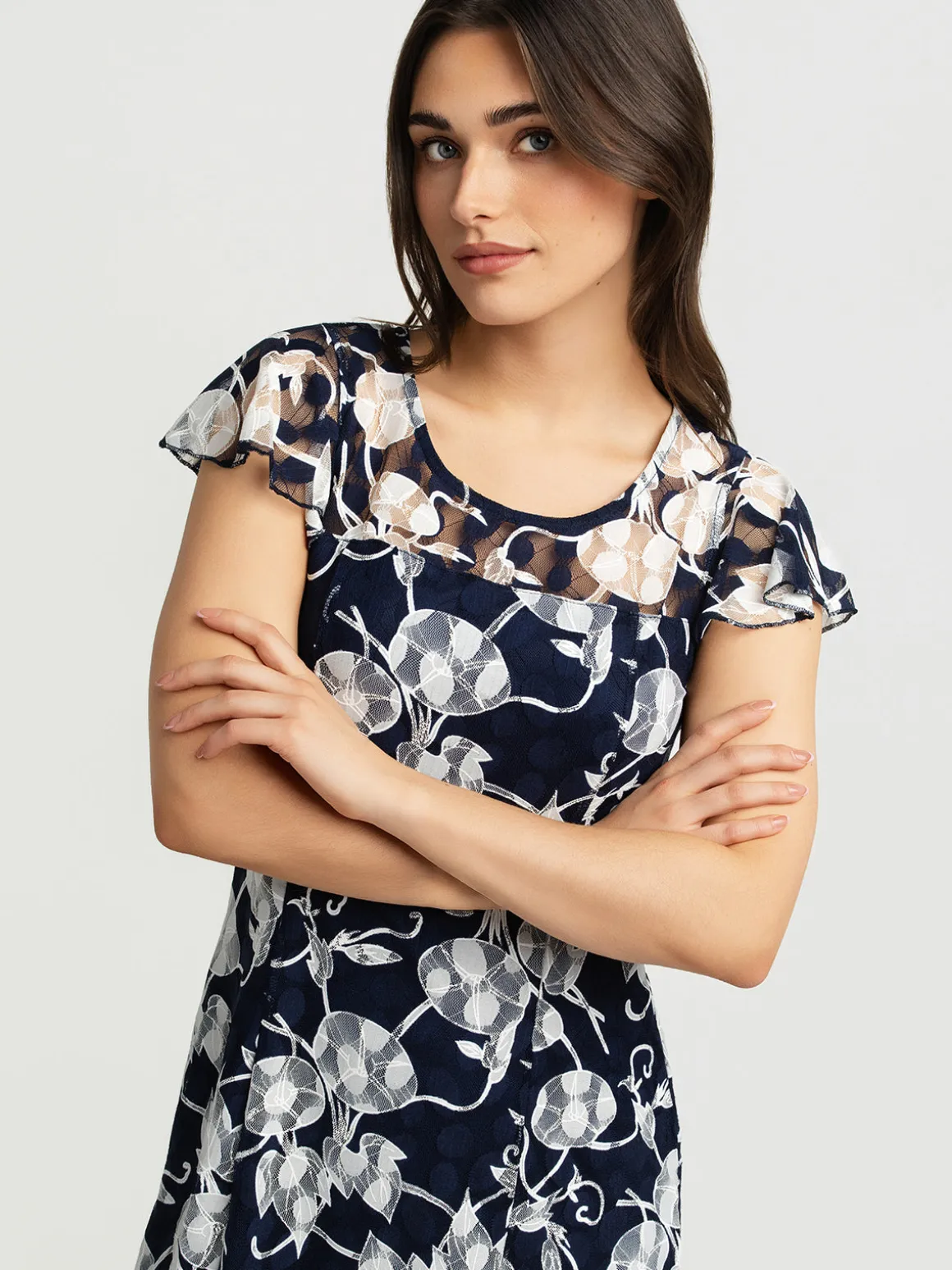 Flared midi knit dress