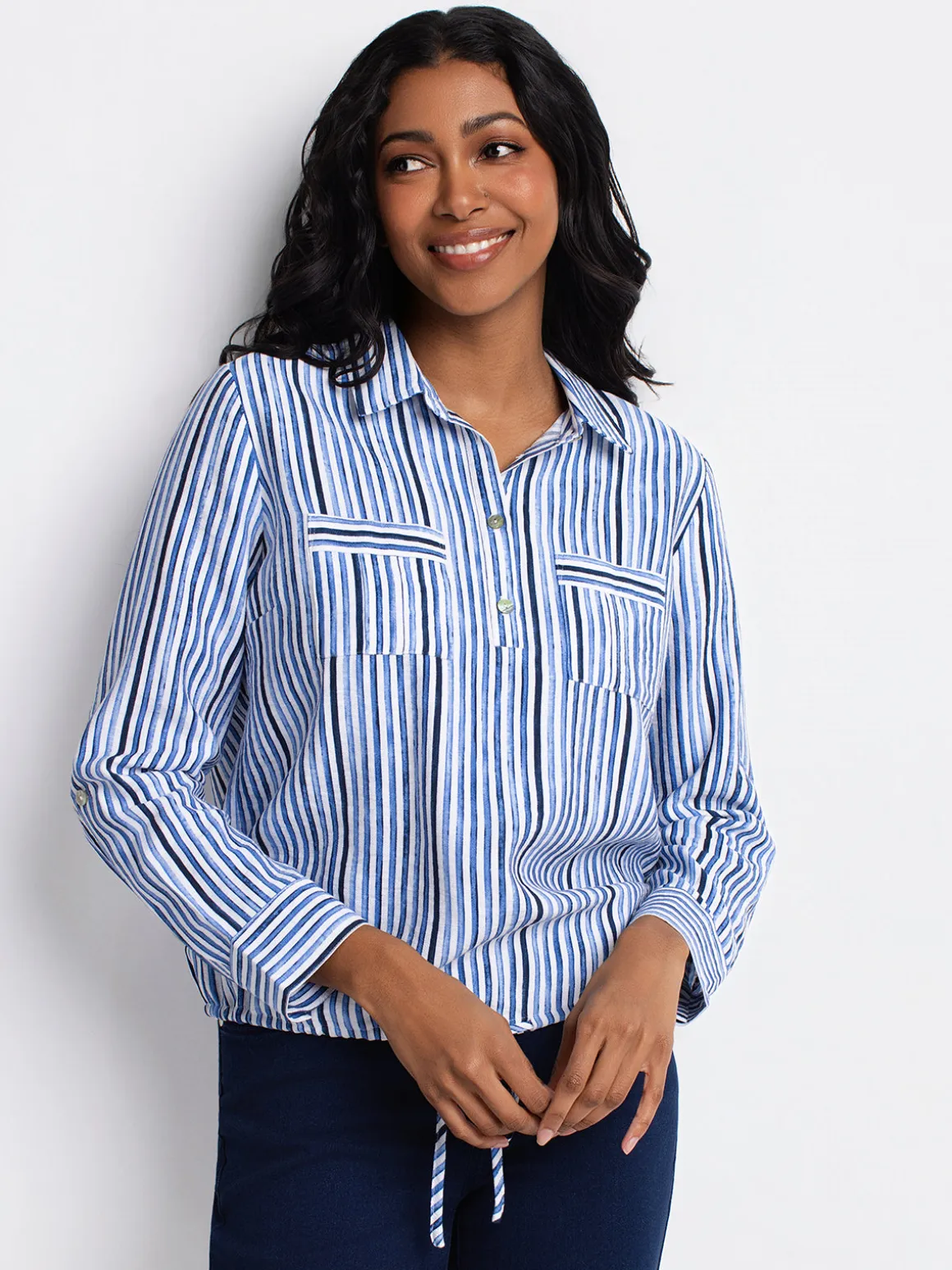 Long-sleeve loose blouse