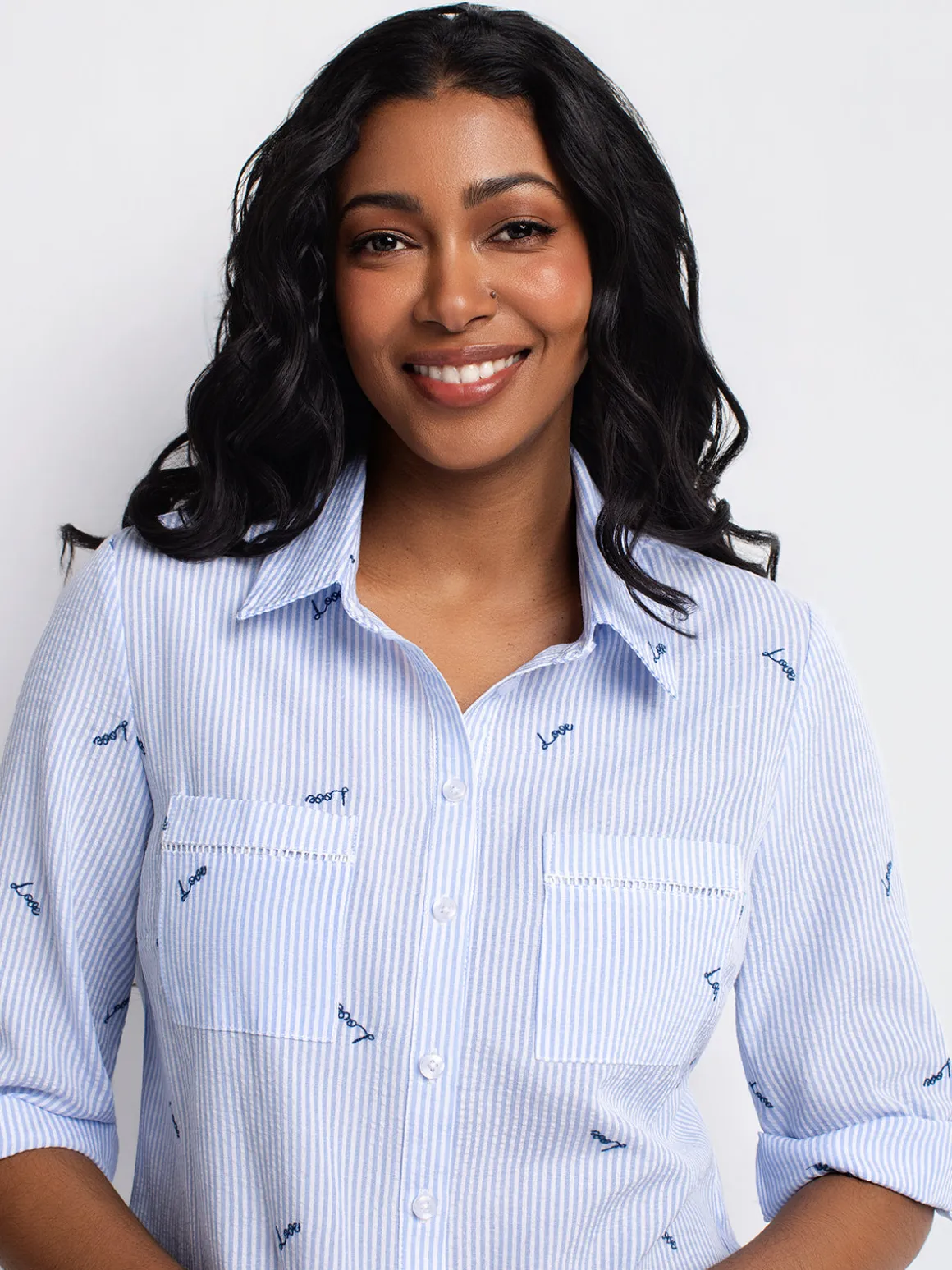 Loose blouse with buttons