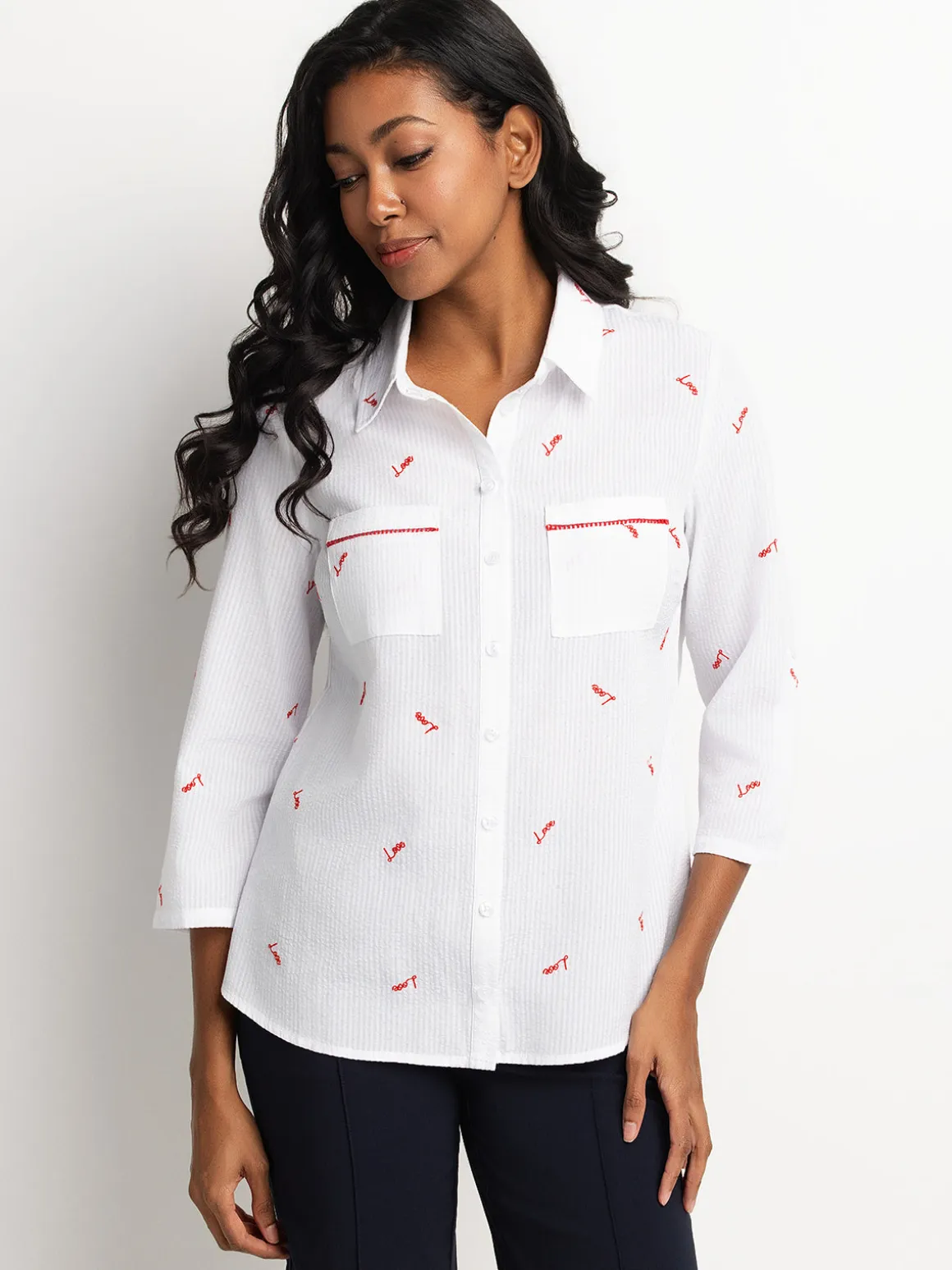 Loose blouse with buttons