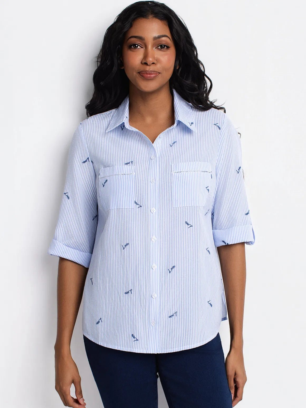 Loose blouse with buttons