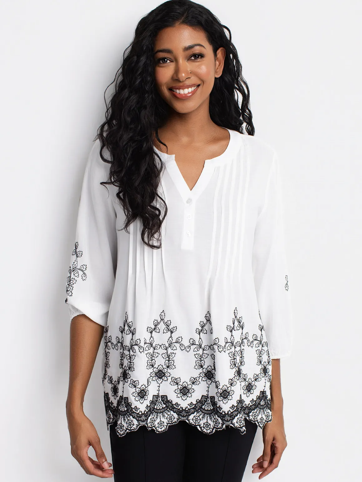 Loose 3/4-sleeve tunic