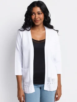 Open-front cardigan with three-quarter sleeves