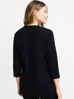 Open-front cardigan with three-quarter sleeves
