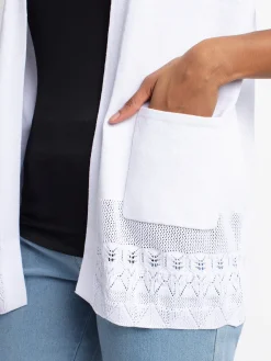 Open-front cardigan with three-quarter sleeves