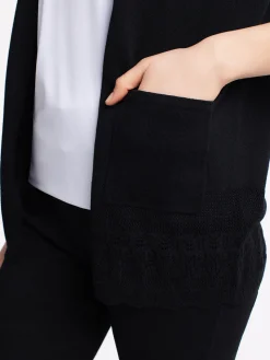Open-front cardigan with three-quarter sleeves