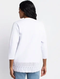 Open-front cardigan with three-quarter sleeves