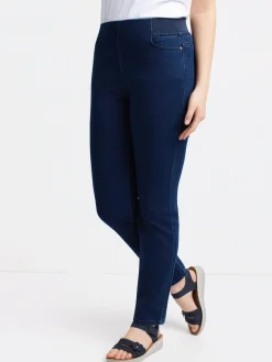 Pull-on denim pants