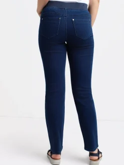 Pull-on denim pants