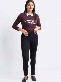 Pull-on fitted pants