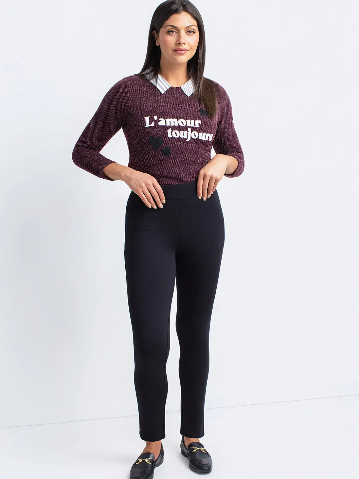 Pull-on fitted pants