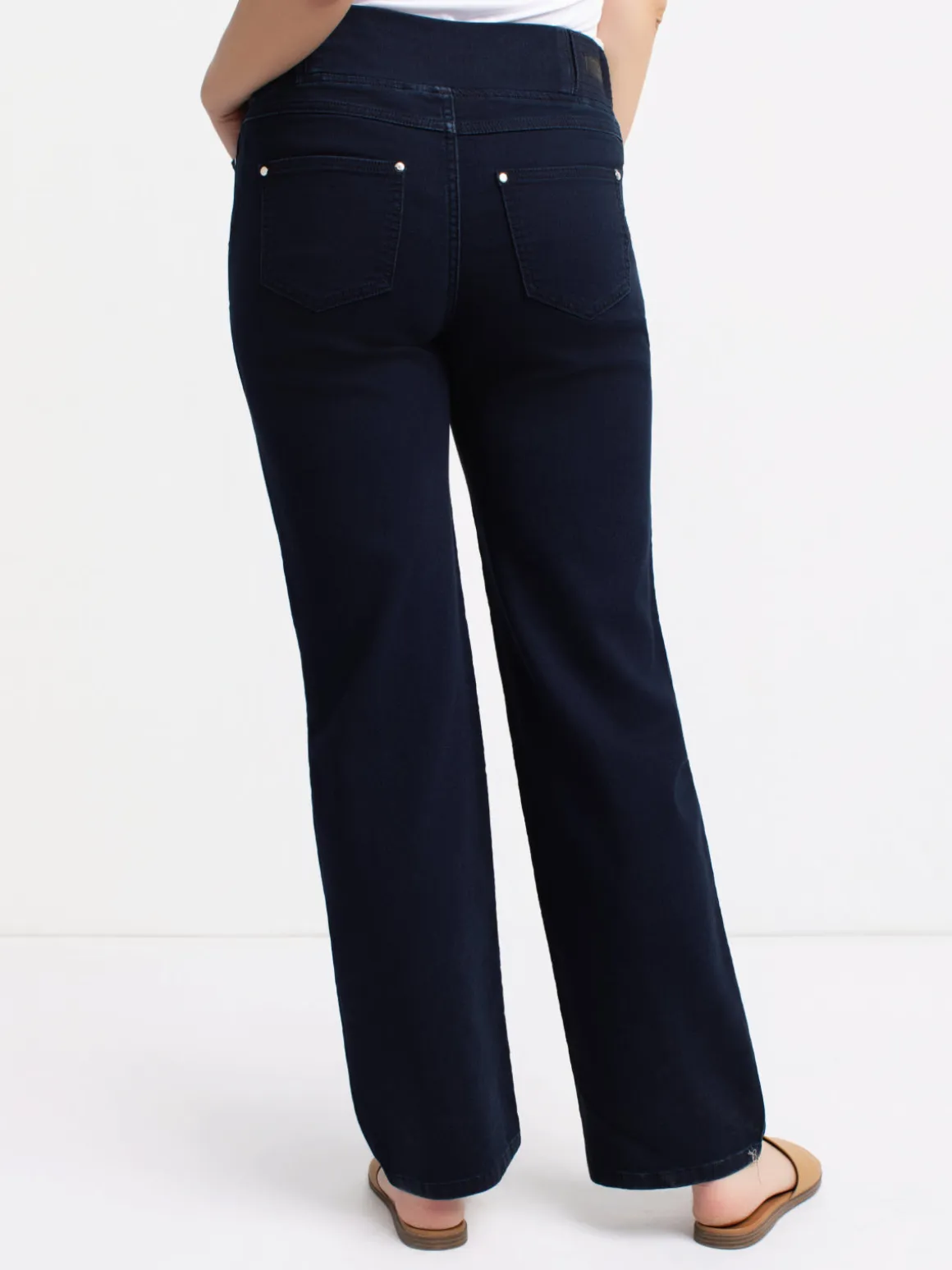Pull-on straight leg jeans