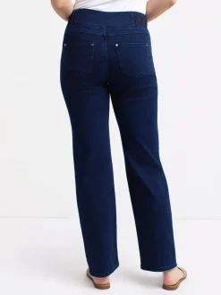 Pull-on straight leg jeans