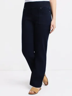 Pull-on straight leg jeans