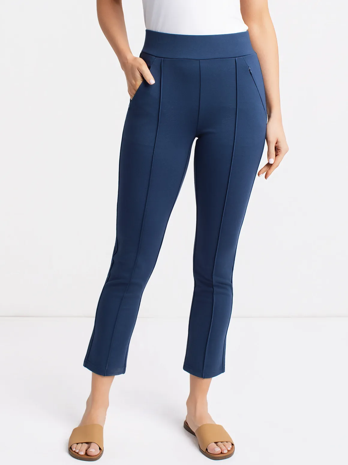 Semi-fitted pull-on pants
