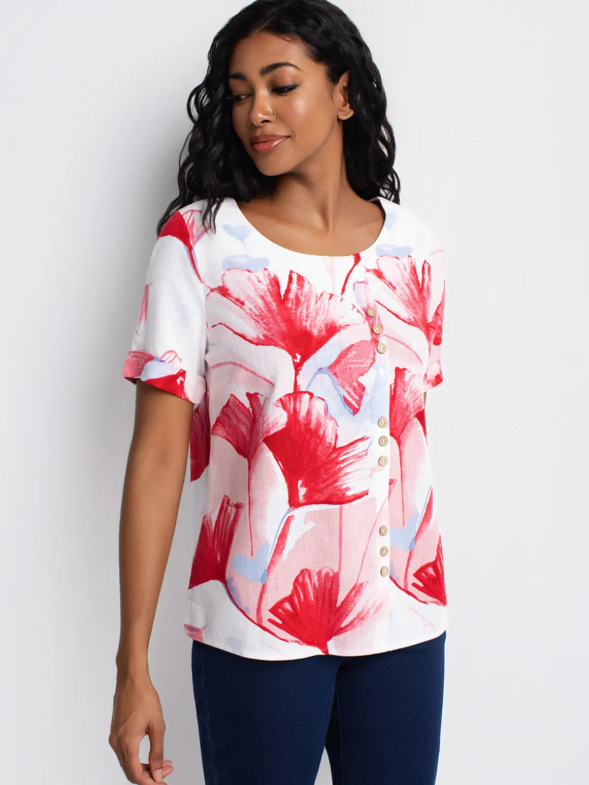 Short-sleeve loose blouse