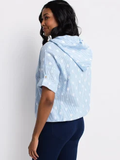 Short-sleeve loose blouse with buttons