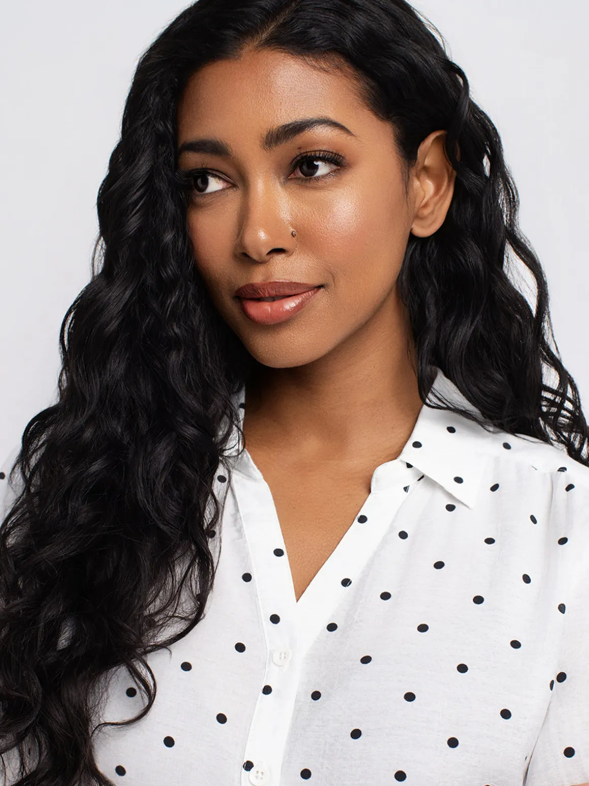 Short-sleeve loose blouse with buttons