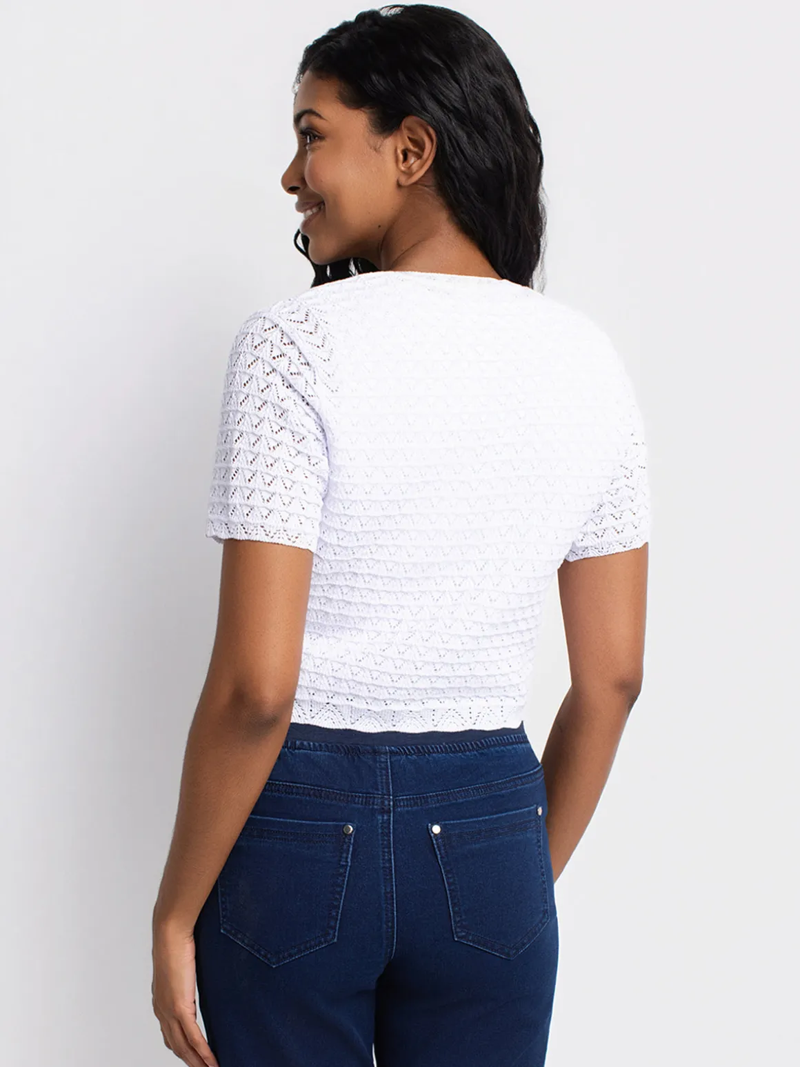 Short-sleeve open sweater cardigan