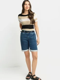 Short-sleeve pullover sweater