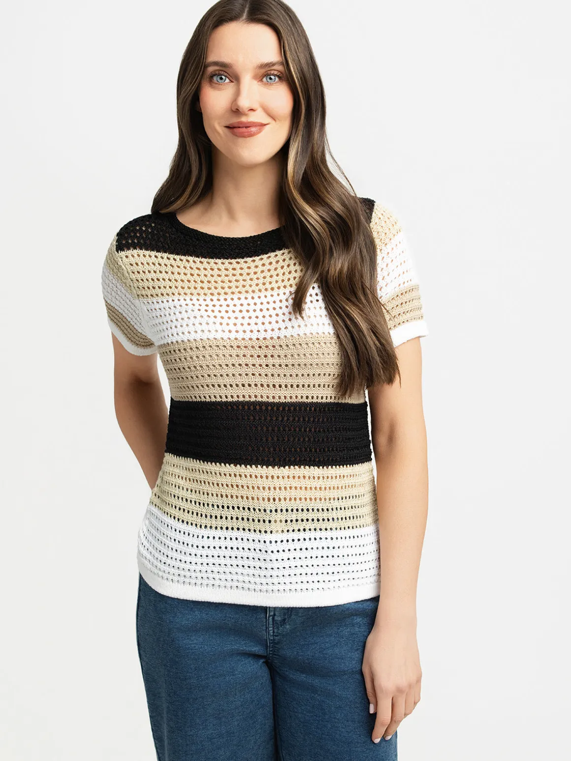 Short-sleeve pullover sweater