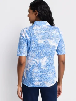 Short-sleeve semi-fitted blouse with buttons