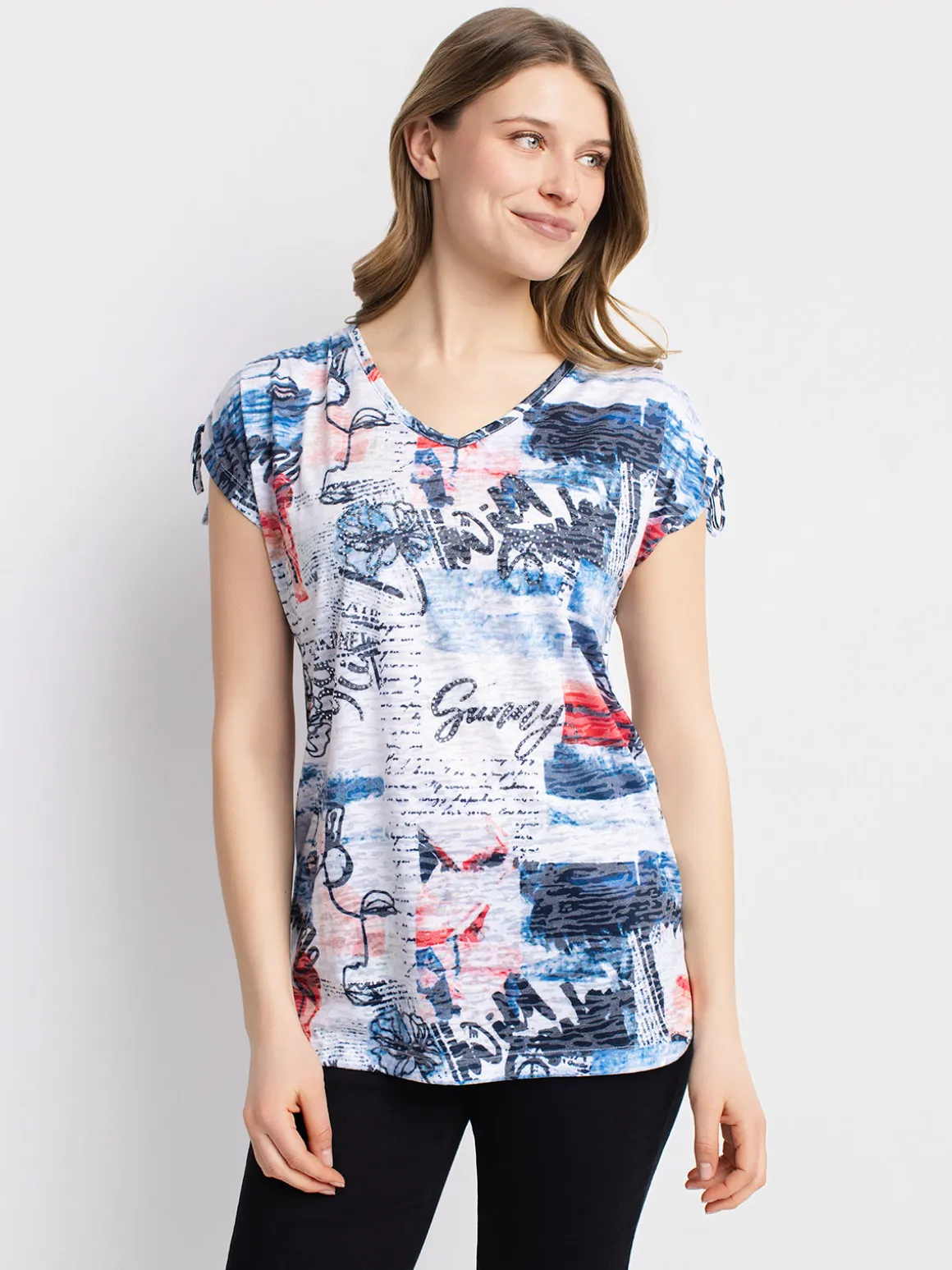 Short-sleeve semi-fitted tunic