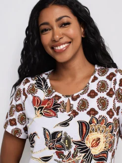Short-sleeve semi-fitted tunic