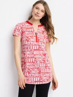 Short-sleeve semi-fitted tunic