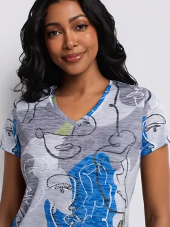 Short-sleeve semi-fitted tunic