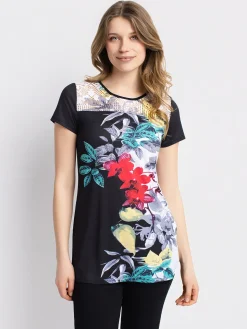 Short-sleeve semi-fitted tunic