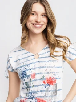 Short-sleeve semi-fitted tunic