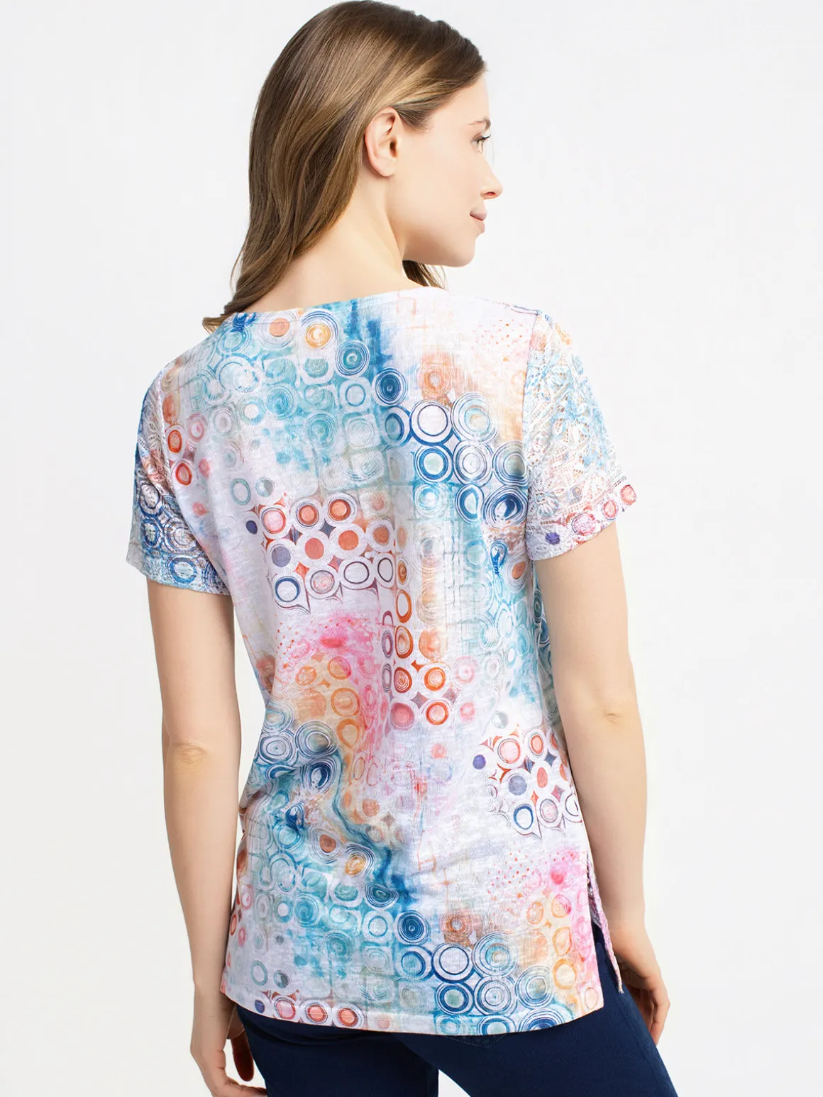 Short-sleeve semi-fitted tunic
