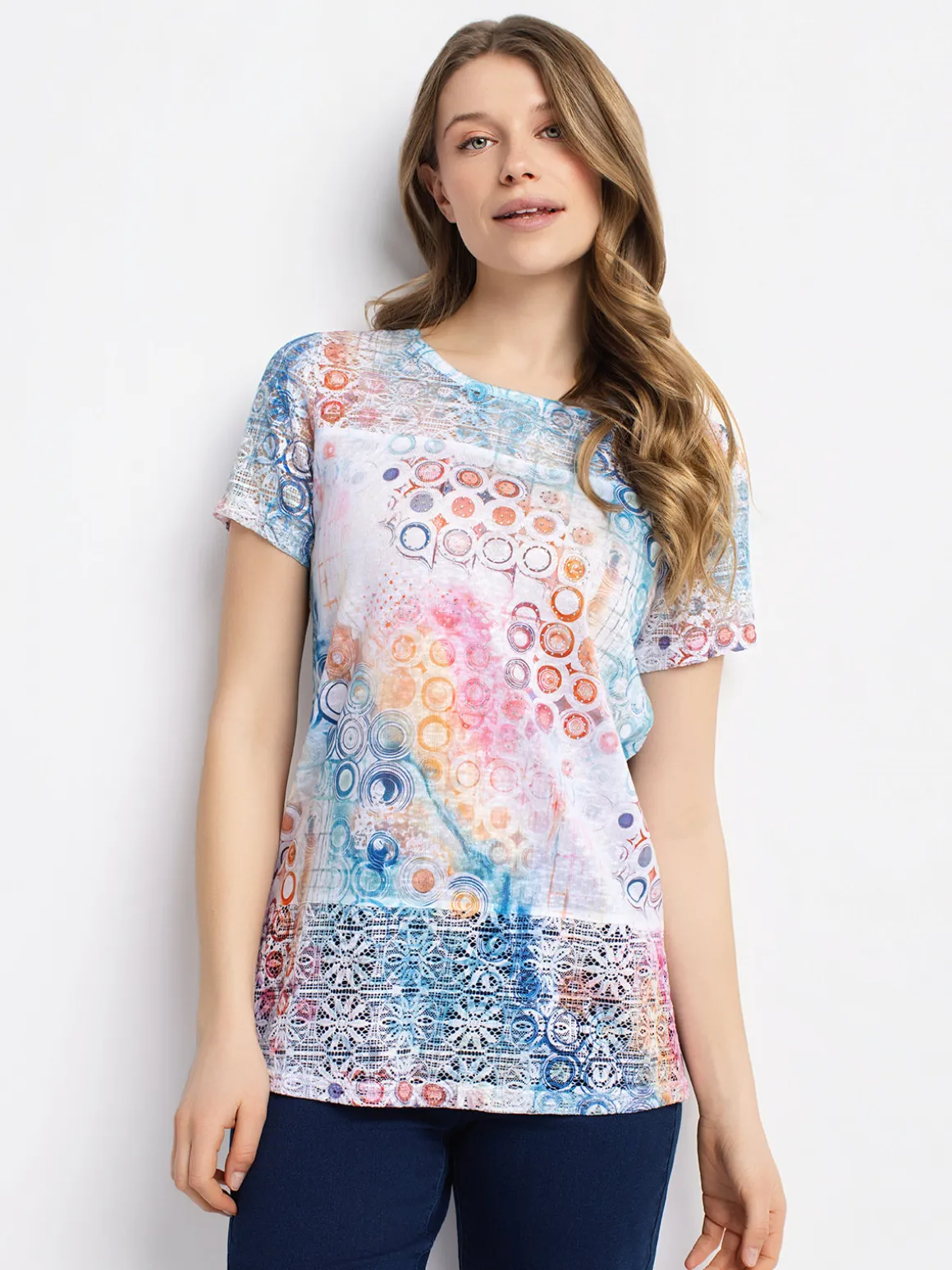 Short-sleeve semi-fitted tunic