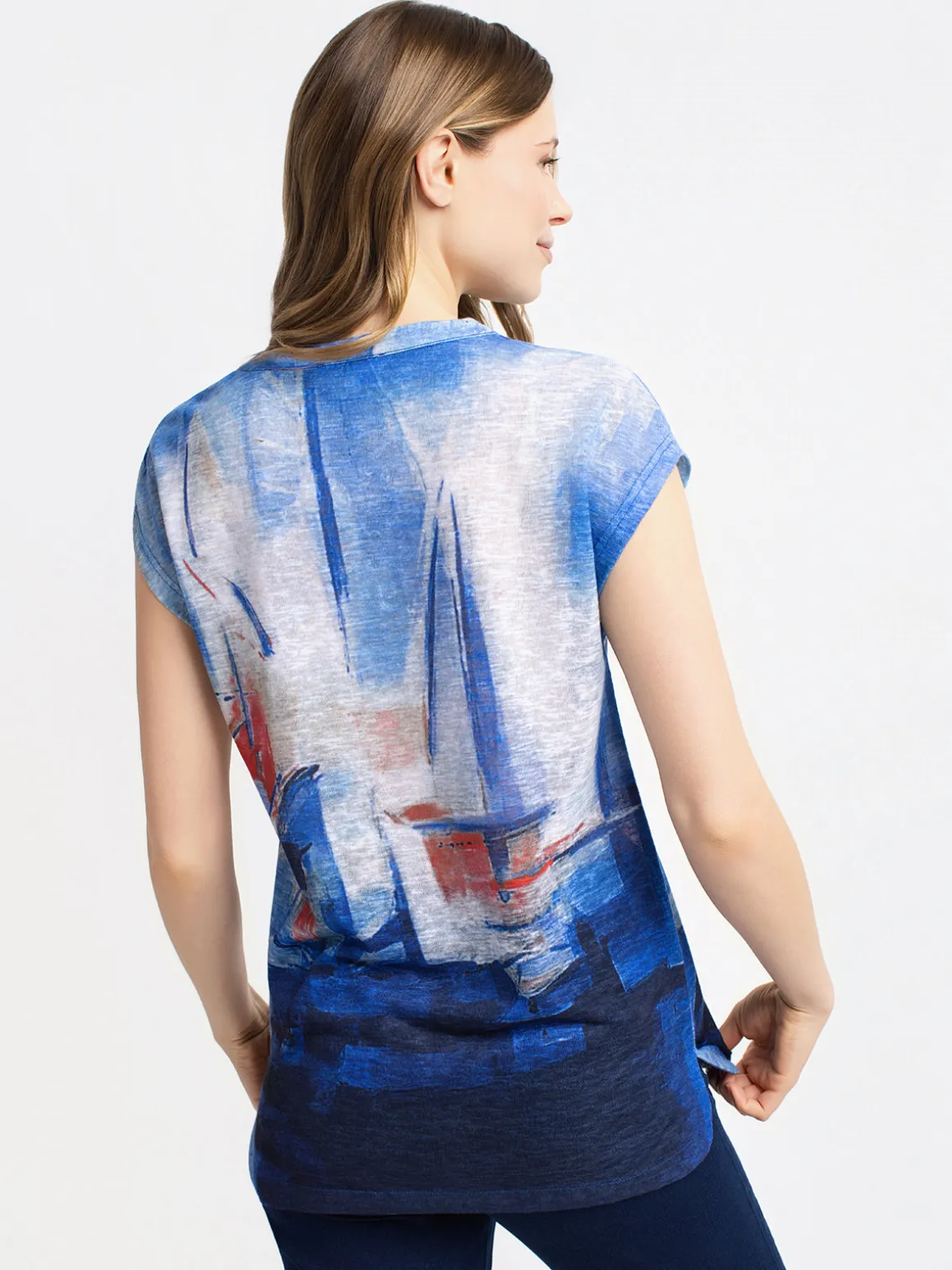 Short-sleeve semi-fitted tunic
