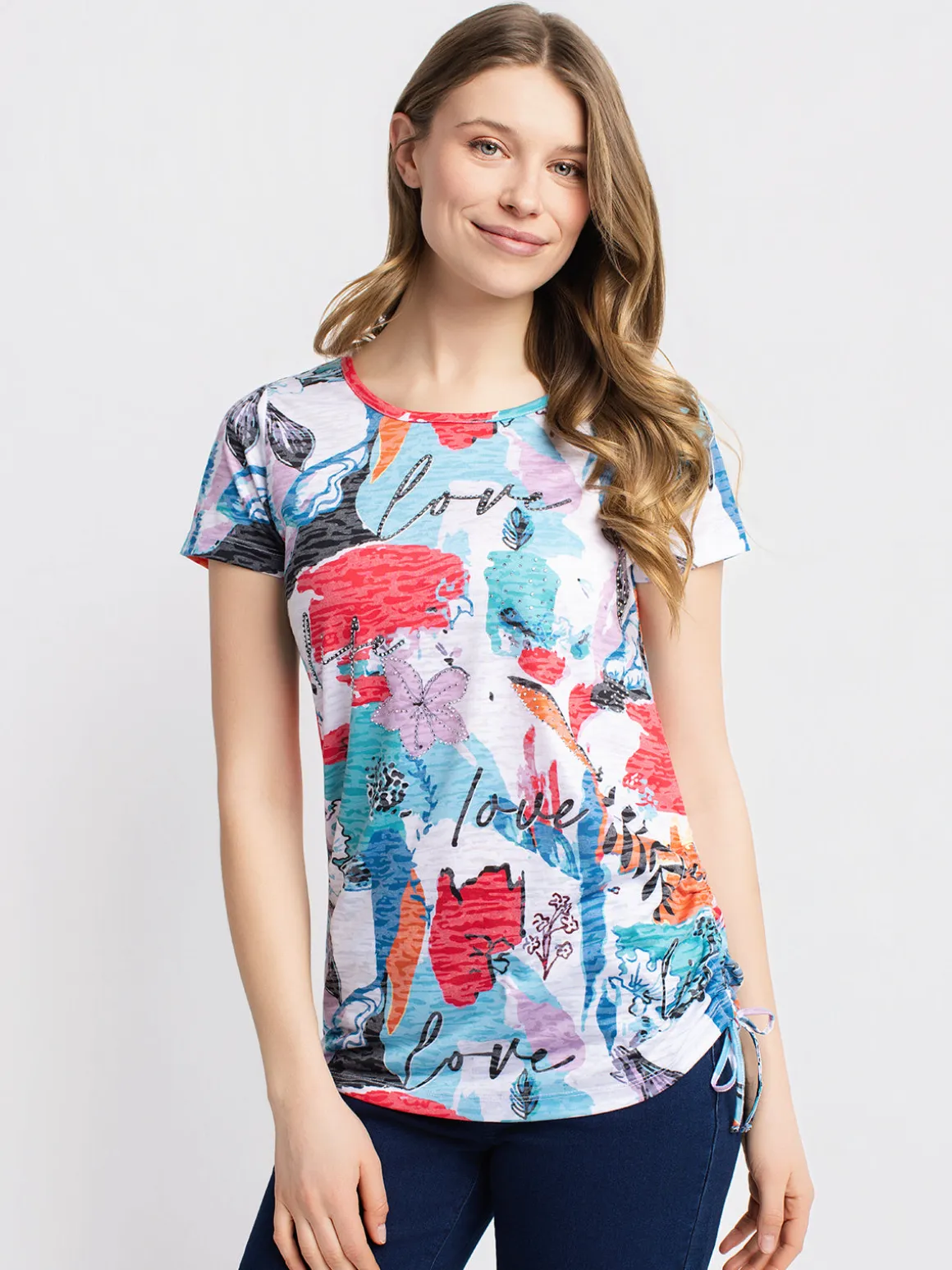 Short-sleeve semi-fitted tunic