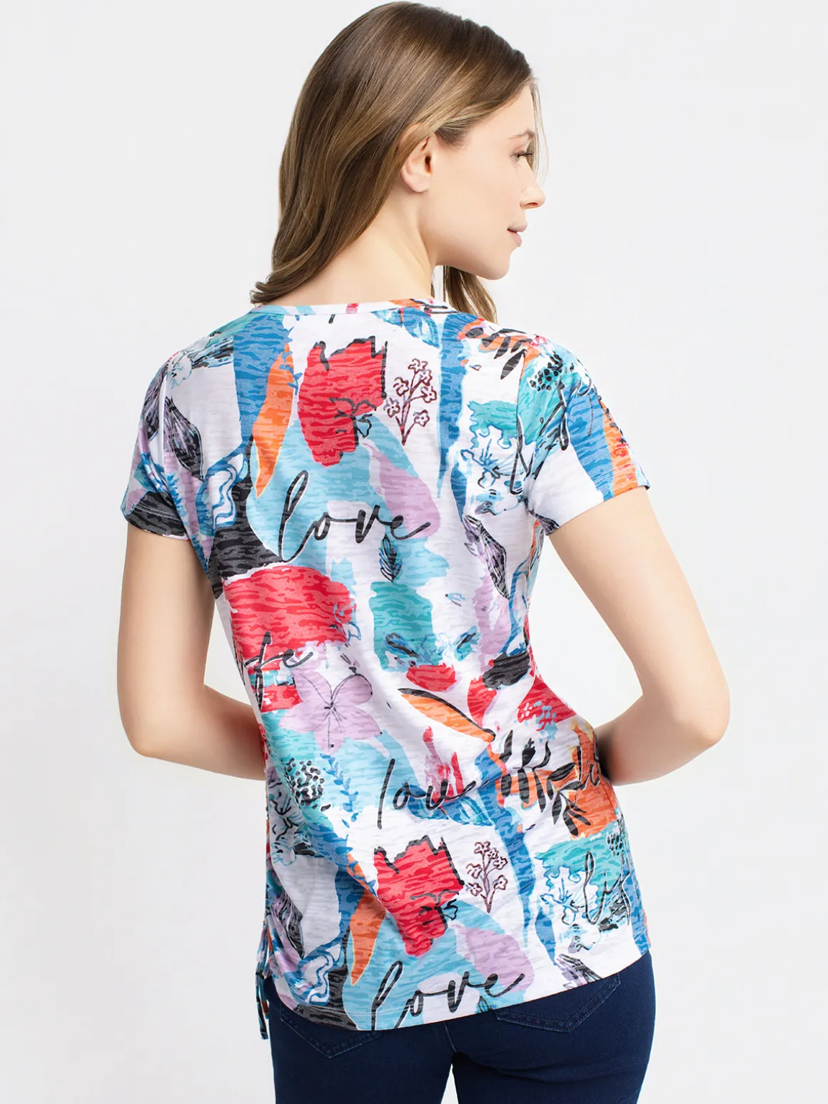 Short-sleeve semi-fitted tunic