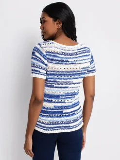 3/4-sleeve fitted pullover sweater