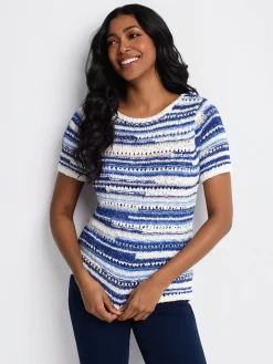 3/4-sleeve fitted pullover sweater