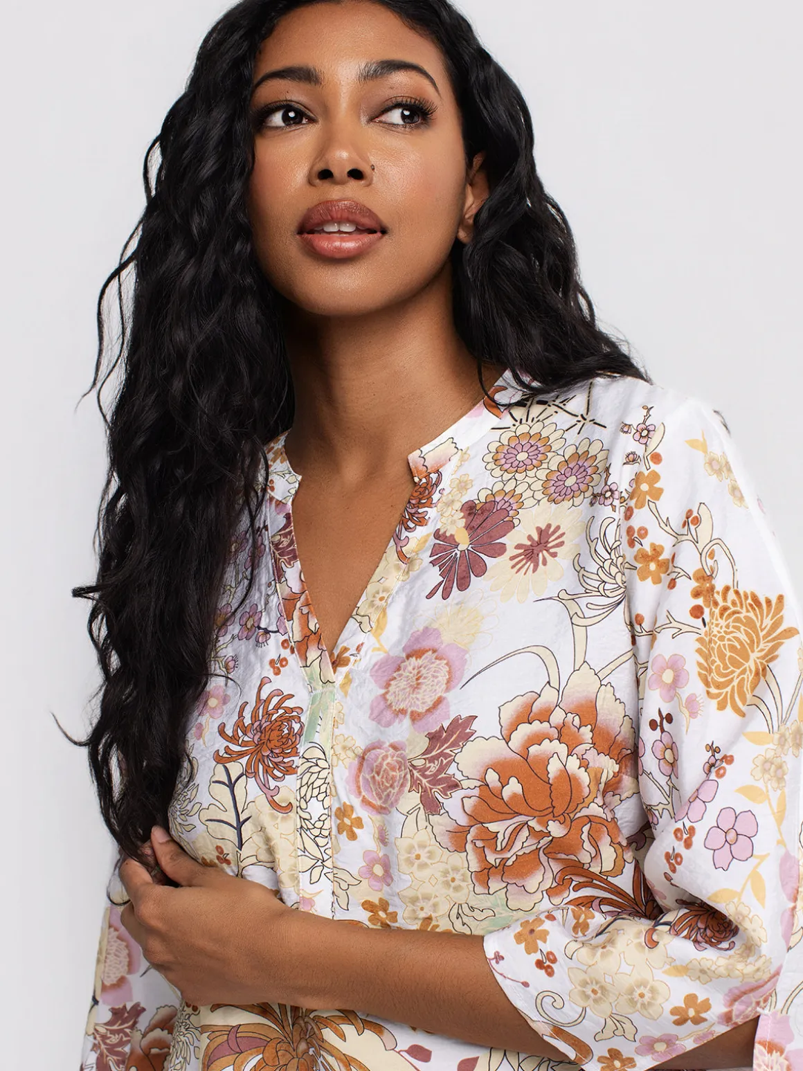 3/4-sleeve loose blouse