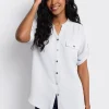 3/4-sleeve loose blouse with buttons
