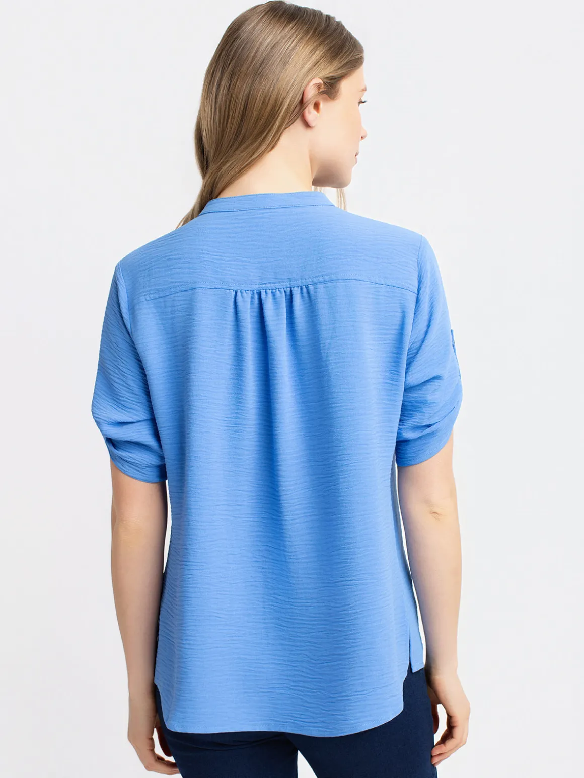 3/4-sleeve loose blouse with buttons