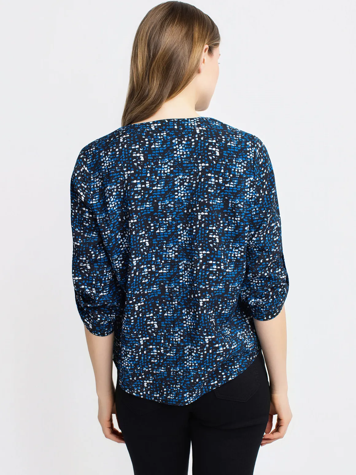 3/4-sleeve loose blouse with buttons